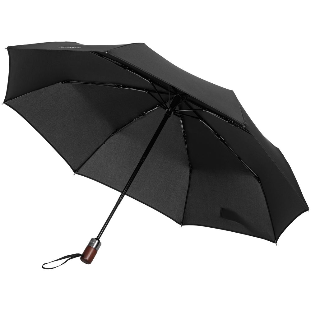 Складной зонт Wood Classic S с прямой ручкой, черный
