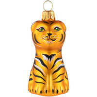 Елочная игрушка «Бенгальский тигр» в коробке, золотистая с росписью