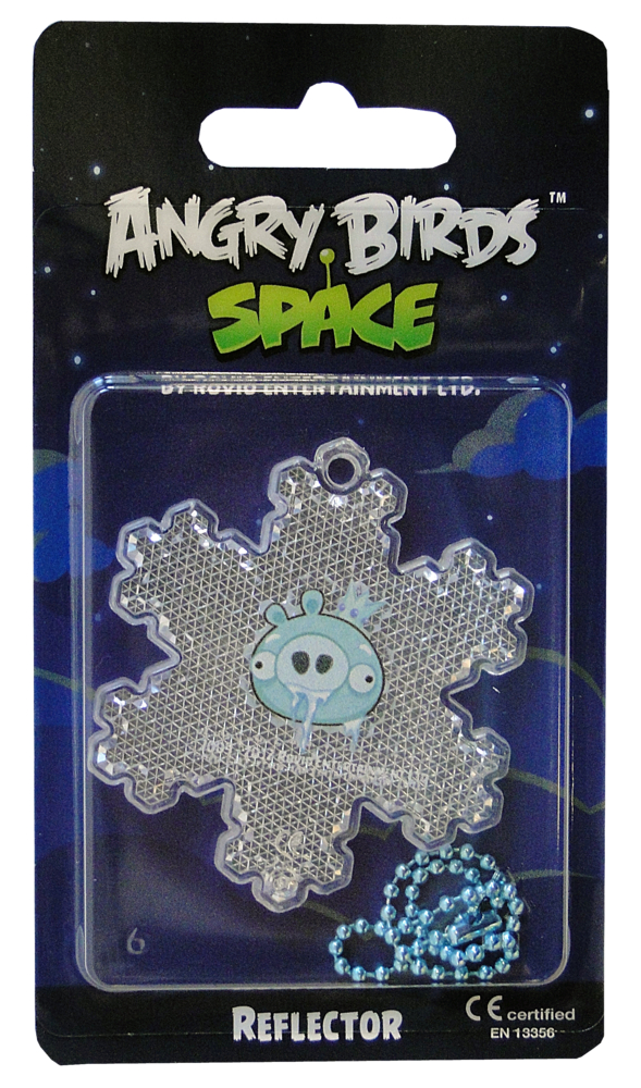 Светоотражатель Angry Birds Space, снежинка со свинкой, в блистере