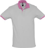 Рубашка поло Prince 190, серый меланж с розовым
