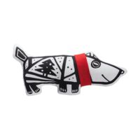 Игрушка «Собака в шарфе», малая, белая с красным